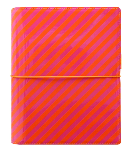 Filofax A5 Domino Patent orange/pink stripes organiser-5015142261382