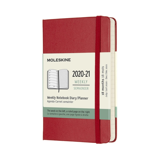 Moleskine 2021 18-Month Weekly Pocket Hardcover Diary : Scarlet Red-8053853606921