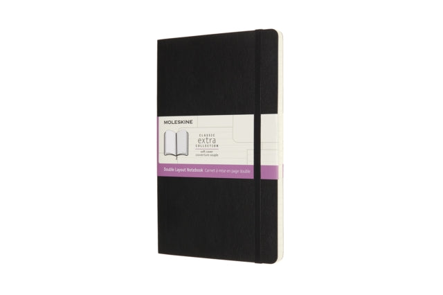 Moleskine Large Double Layout Plain and Ruled Softcover Notebook : Black-8056420852974