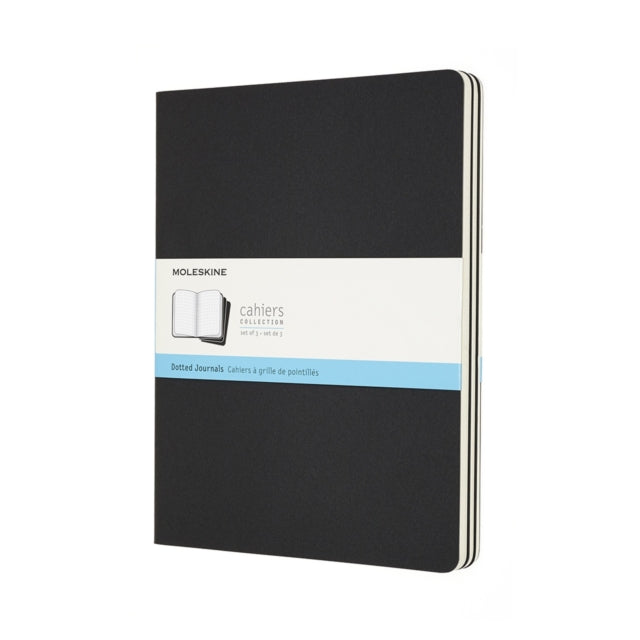 Set Of 3 Moleskine Extra Large Dotted Cahier Journals: Black-8058341719220
