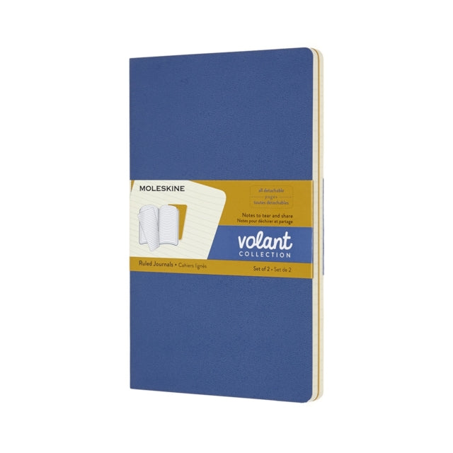 Volant Journals Large Ruled Forget Me Not Blue & Amber Yellow-8058647620596