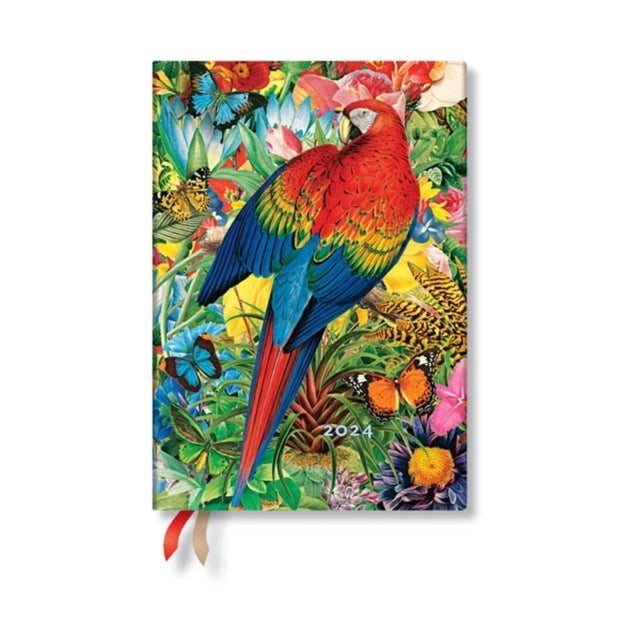Tropical Garden (Nature Montages) Midi Vertical 12-month Dayplanner 2024 (Elastic Band Closure)-9781439704653