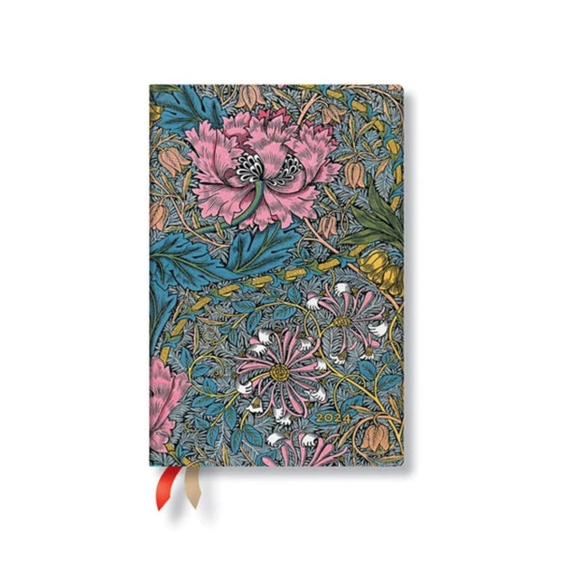 Morris Pink Honeysuckle (William Morris) Mini 12-month Day-at-a-Time Dayplanner 2024-9781439706480