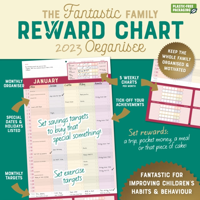 Family Reward Chart Organiser Square Wall Planner Calendar 2023-9781529827569