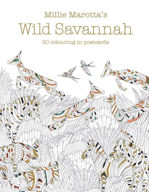 Millie Marotta's Wild Savannah Postcard Box : 50 beautiful cards for colouring in-9781849943796