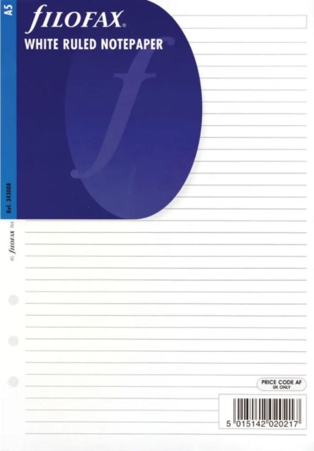 Filofax A5 white ruled notepaper refill-5015142020217