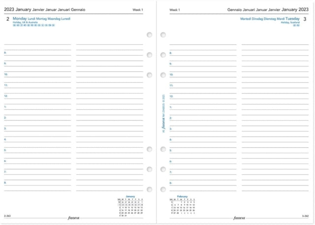 Filofax A5 day per page 5 language appointments diary - 2023-5059145485765