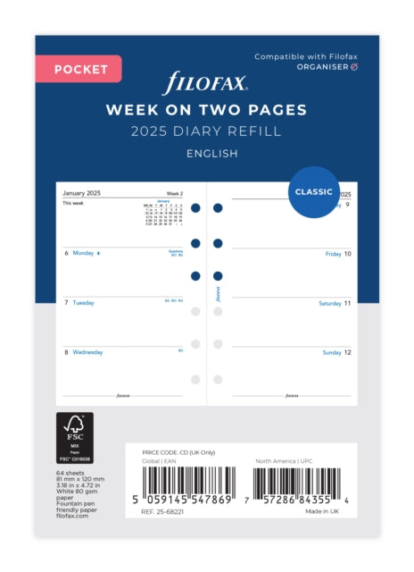 Filofax Pocket Week on Two Pages Diary English 2025-5059145547869