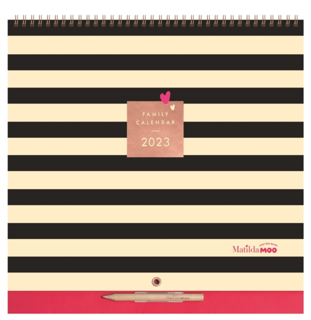 Matilda Moo Striped Square Wall Planner Calendar 2023-5060696415712