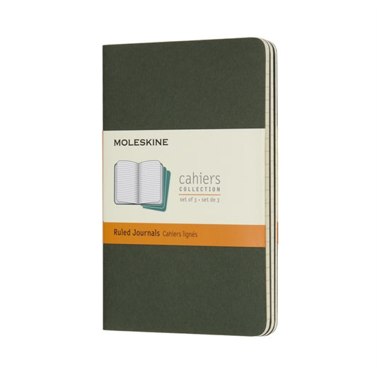Moleskine Myrtle Green Pocket Ruled Cahier Journal (set Of 3)-8055002855211