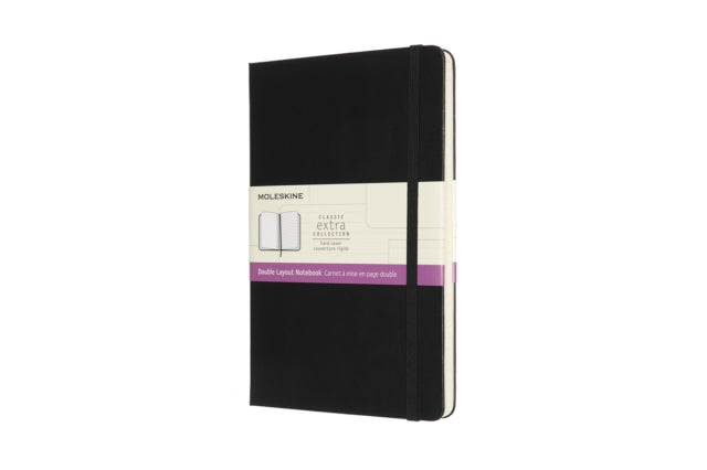 Moleskine Large Double Layout Plain and Ruled Hardcover Notebook : Black-8056420852943