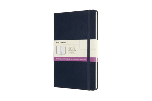 Moleskine Large Double Layout Plain and Ruled Hardcover Notebook : Sapphire Blue-8056420852967