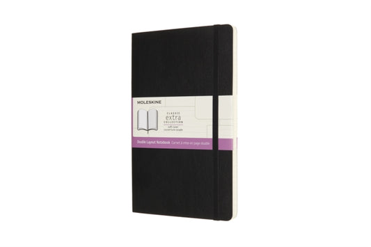 Moleskine Large Double Layout Plain and Ruled Softcover Notebook : Black-8056420852974