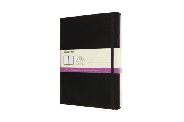 Moleskine Extra Large Double Layout Plain and Ruled Hardcover Notebook : Black-8056420853001