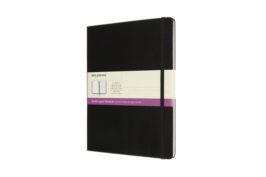 Moleskine Extra Large Double Layout Plain and Ruled Hardcover Notebook : Black-8056420853001
