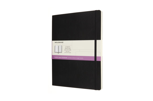 Moleskine Extra Large Double Layout Plain and Ruled Softcover Notebook : Black-8056420853032