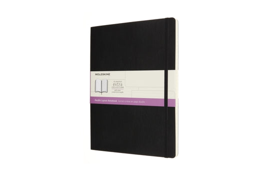 Moleskine Extra Large Double Layout Plain and Ruled Softcover Notebook : Black-8056420853032