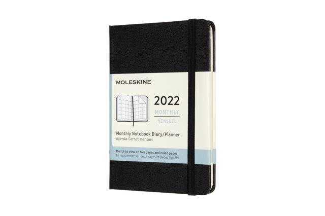 Moleskine 2022 12-Month Monthly Pocket Hardcover Notebook : Black-8056420855944