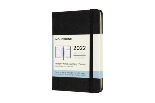 Moleskine 2022 12-Month Monthly Pocket Hardcover Notebook : Black-8056420855944