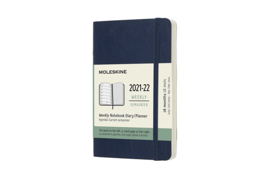 Moleskine 2022 18-Month Weekly Pocket Softcover Notebook : Sapphire Blue-8056420856361