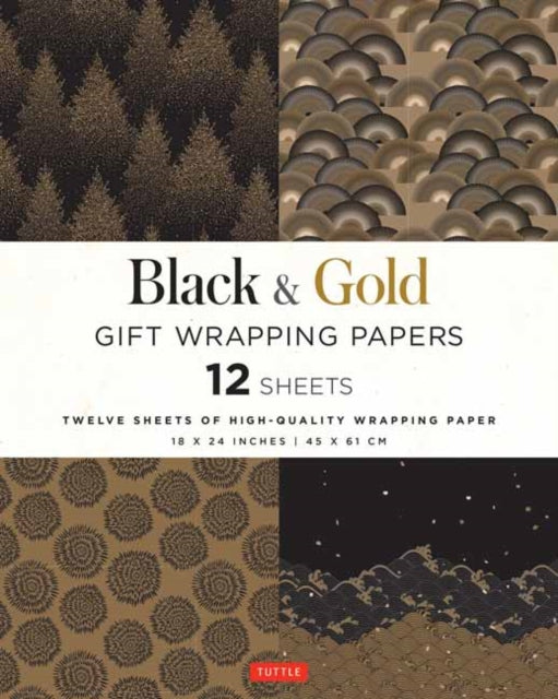 Black & Gold Gift Wrapping Papers - 12 Sheets : 18 x 24 inch (45 x 61 cm) Wrapping Paper-9780804852104