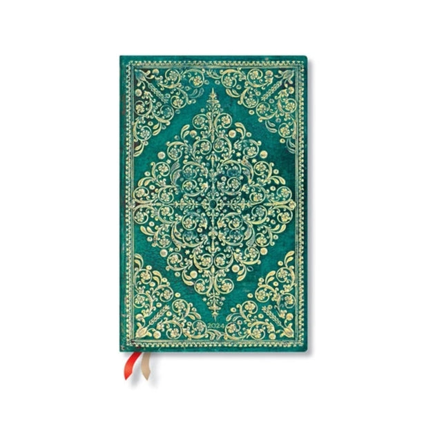 Oceania (Diamond Rosette) Maxi Horizontal 12-month Dayplanner 2024 (Elastic Band Closure)-9781439704806