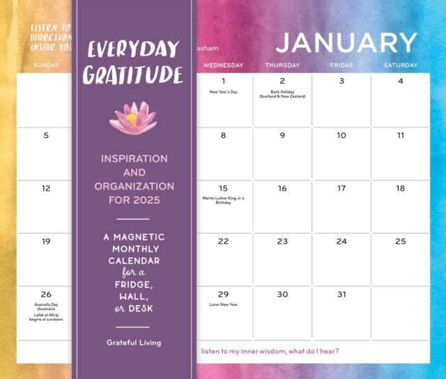 Everyday Gratitude: Inspiration and Organization for 2025 : A Magnetic Monthly Calendar for a Fridge, Wall, or Desk-9781523526635