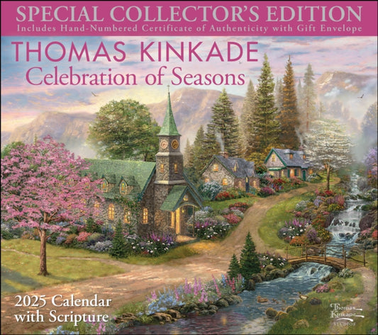 Thomas Kinkade Special Collector's Edition with Scripture 2025 Deluxe Wall Calendar with Print : Celebration of Seasons-9781524889135