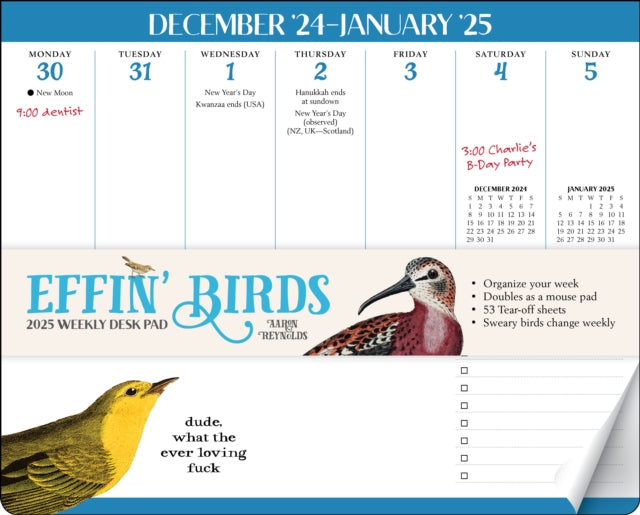 Effin' Birds 2025 Weekly Desk Pad Calendar-9781524889401