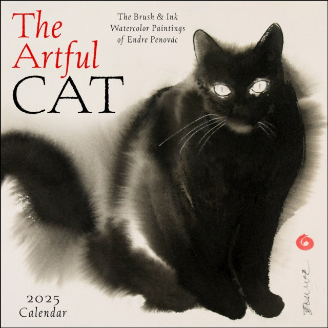 The Artful Cat 2025 Wall Calendar : Brush & Ink Watercolor Paintings by Endre Penovac-9781524890827