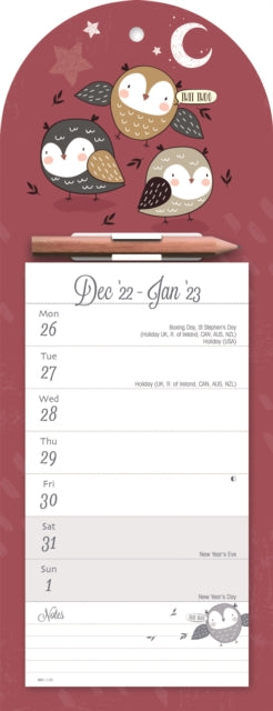 Twit Twoo Week-to-View Magnetic Memo Slim Calendar 2023-9781529824100