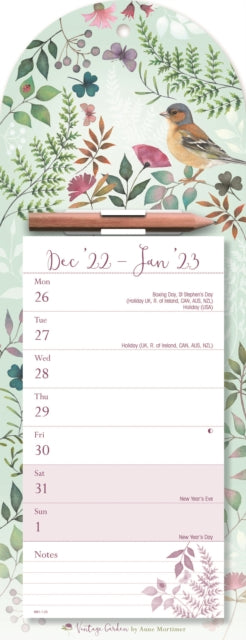 Vintage Garden Week-to-View Magnetic Memo Slim Calendar 2023-9781529824117