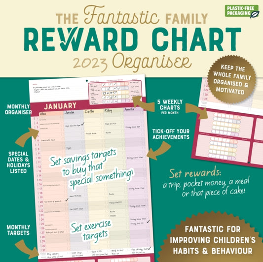 Family Reward Chart Organiser Square Wall Planner Calendar 2023-9781529827569