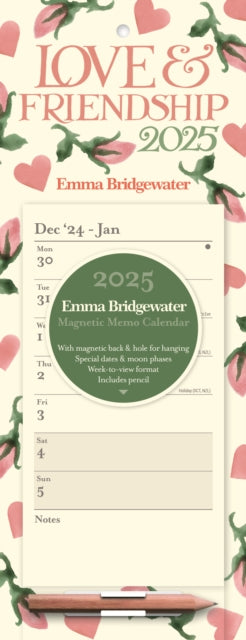 Emma Bridgewater Little Rose Bud Week-to-View Magnetic Calendar 2025-9781529841404