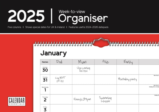 Essential Organiser Week-to-View Planner A4 Calendar 2025-9781529845525