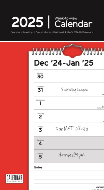Essential Week-to-View Stubby Slim Calendar 2025-9781529845716