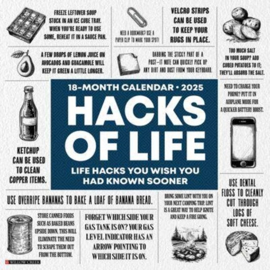 Hacks of Life 2025 12 X 12 Wall Calendar-9781549247217