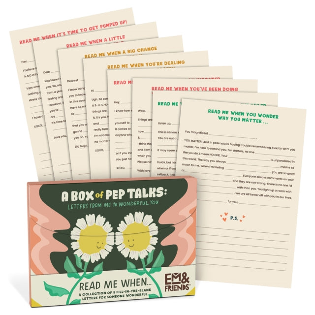 Em & Friends A Box of Pep Talks Fill in the Love Read Me When Letters-9781642464634