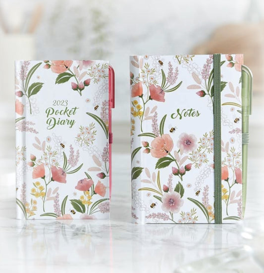 Pocket Diary Set 2023 (From publishers of Dairy Diary) : From the makers of Dairy Diary, beautiful Pocket Diary with pen plus Notebook with pen and elastic tie.-9781911388425